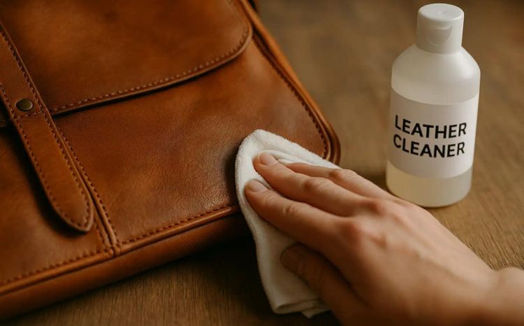 clean leather bag with soft cloth for proper care