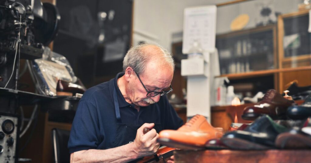 leather shoe craftsmanship by skilled artisans handmade process
